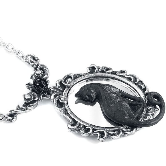 Alchemy Gothic Feline Felicity Black Cat Framed Mirror Pendant NEW - Picture 5 of 5